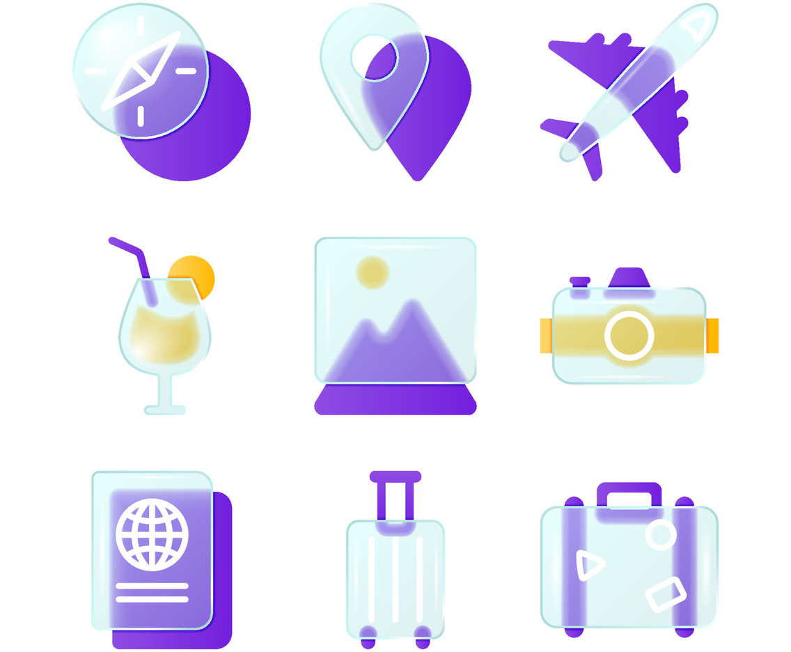 Glass Morphism Traveling Icon Collection