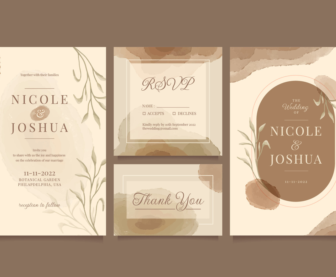 Earthy Toned Wedding Stationery Design Set