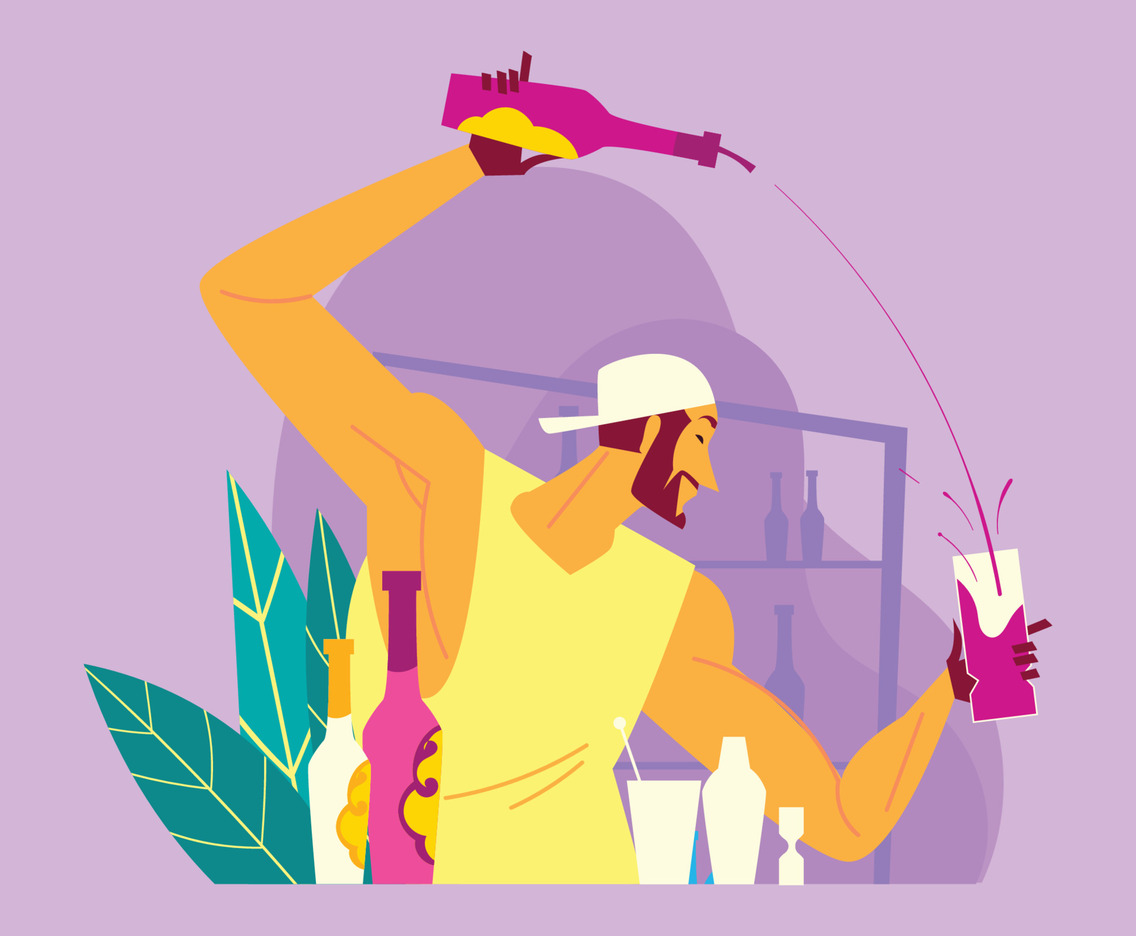 Cheerful Bartender Serving a Drink