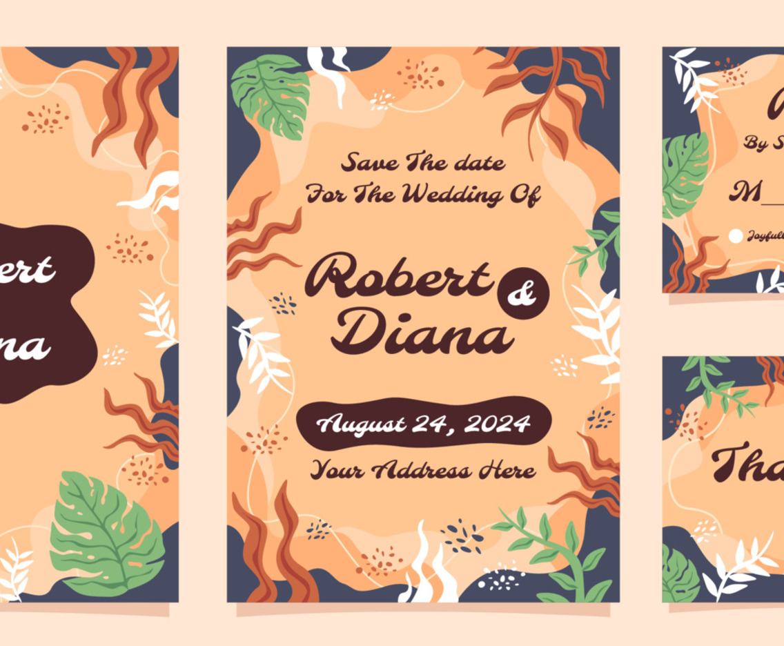 Earthy Toned Wedding Invitation Template