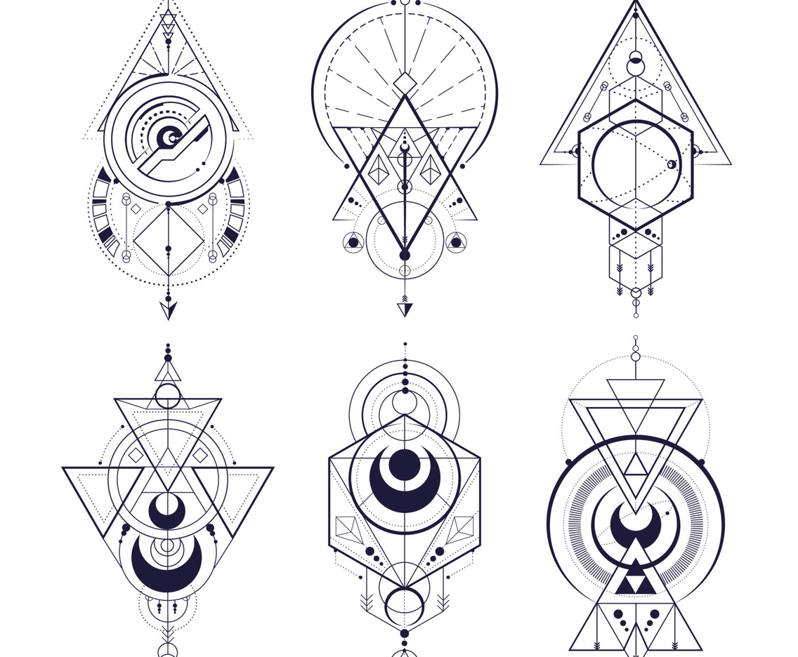 Abstract Minimalistic Clean Linear Lines Tattoo Sticker