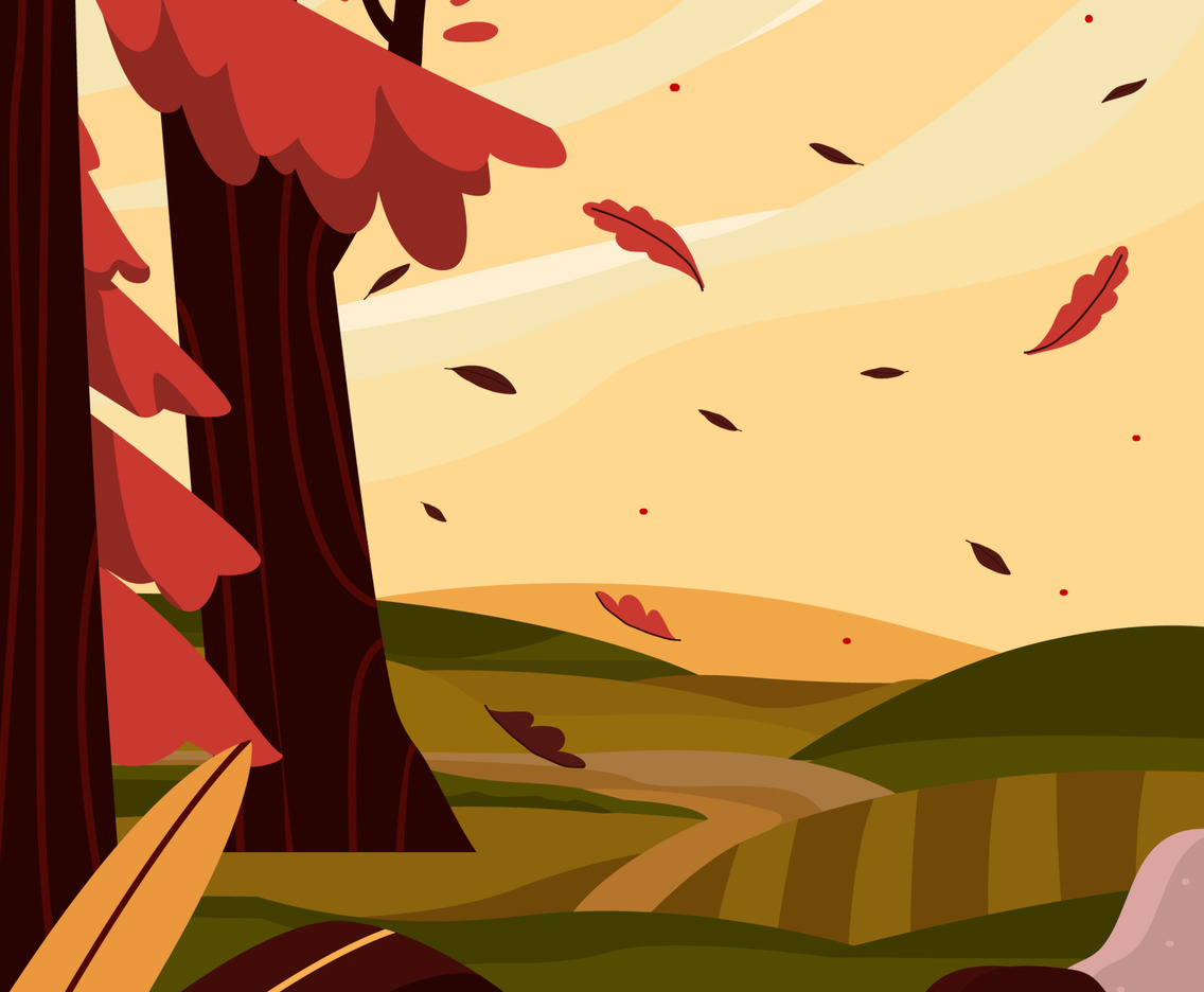 Fallen Forest Leaves in Autumn Concept