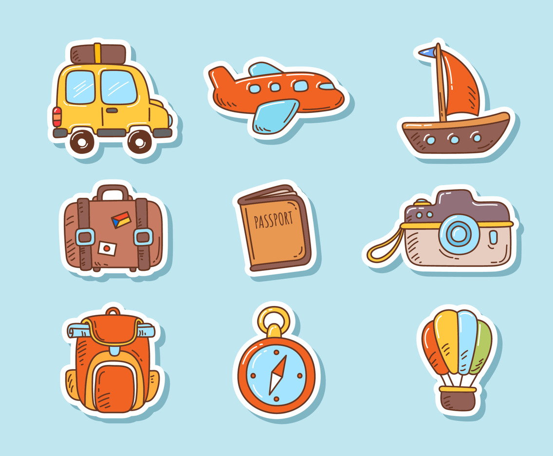 Kawaii Traveling Stickers Set