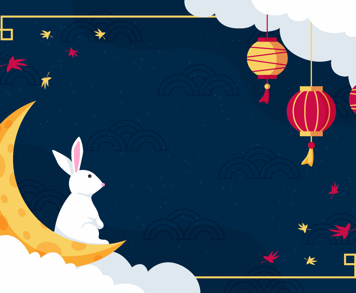 Moon and Rabbit Mid Autumn Festival Background