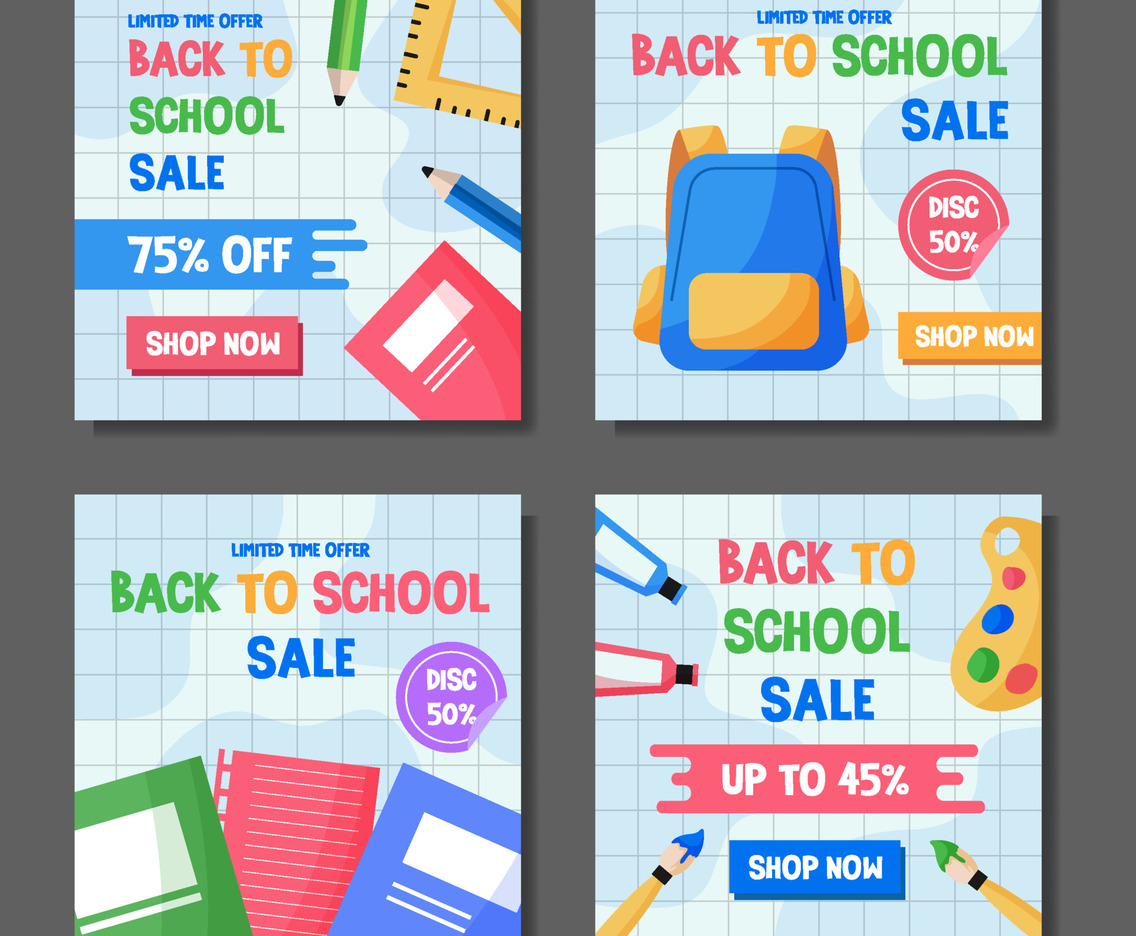 Back to School Sale Social Media Posts Template