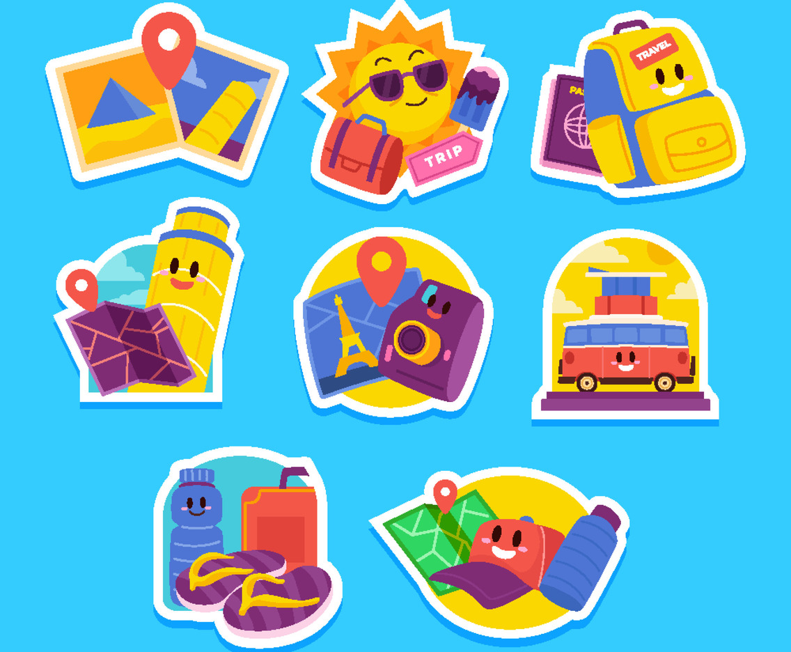 Cute Colorful Traveling Sticker Set