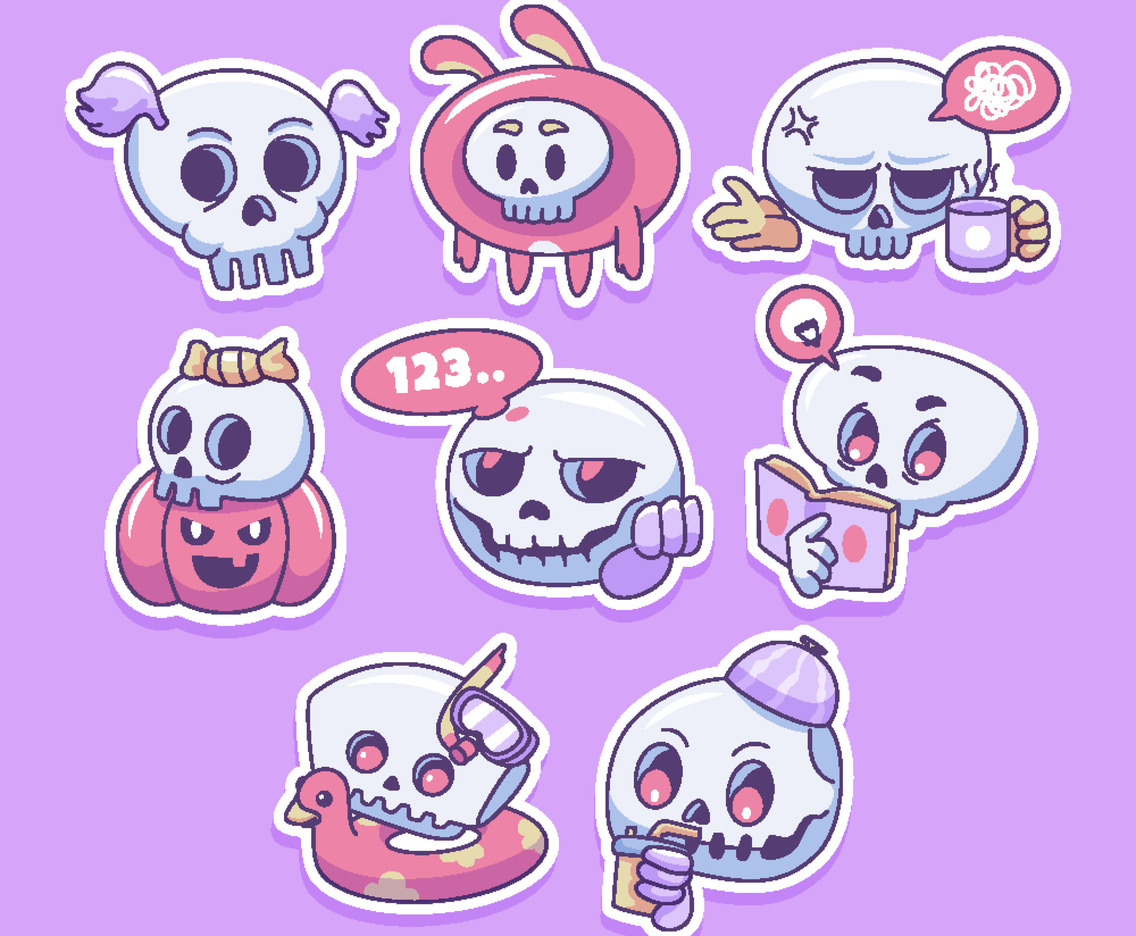 Cute Kawaii Skull Sticker