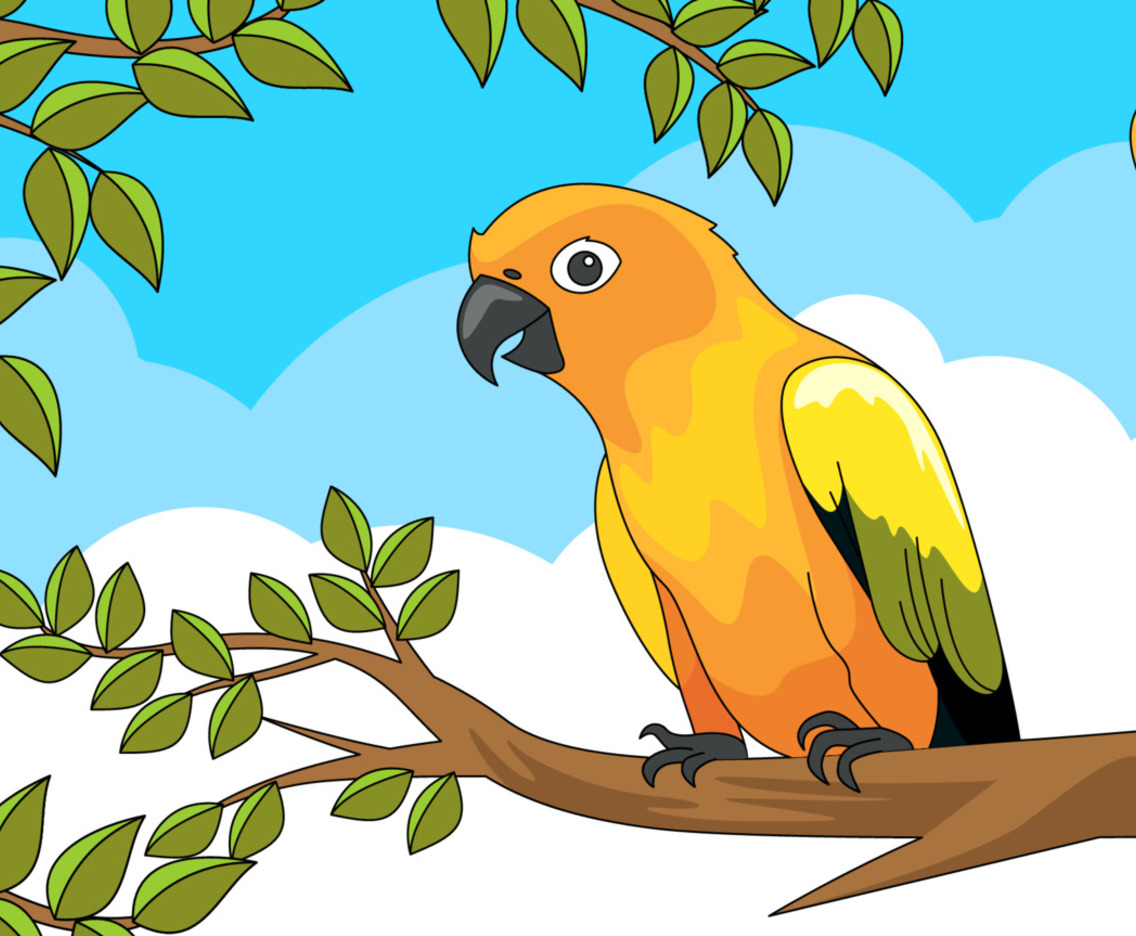 Exotic Parrot Birds on the Tree Concept