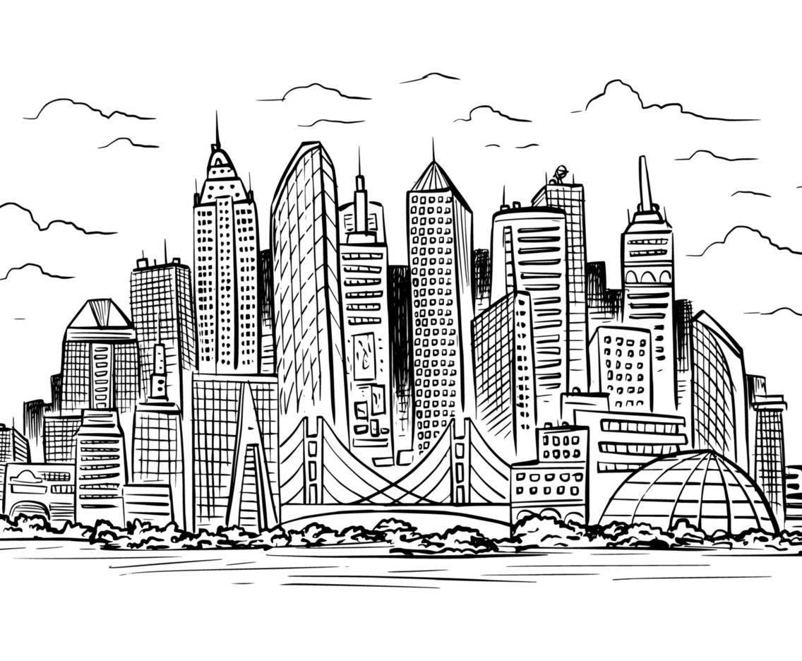 Cityscape Landmark Hand Drawn Concept