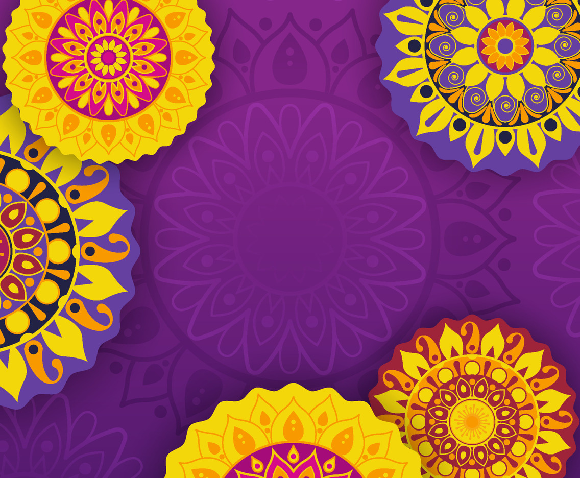 Diwali Festival with Indian Rangoli Background