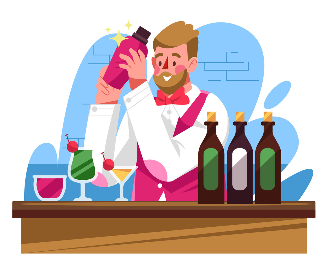 Happy Bartender At Work