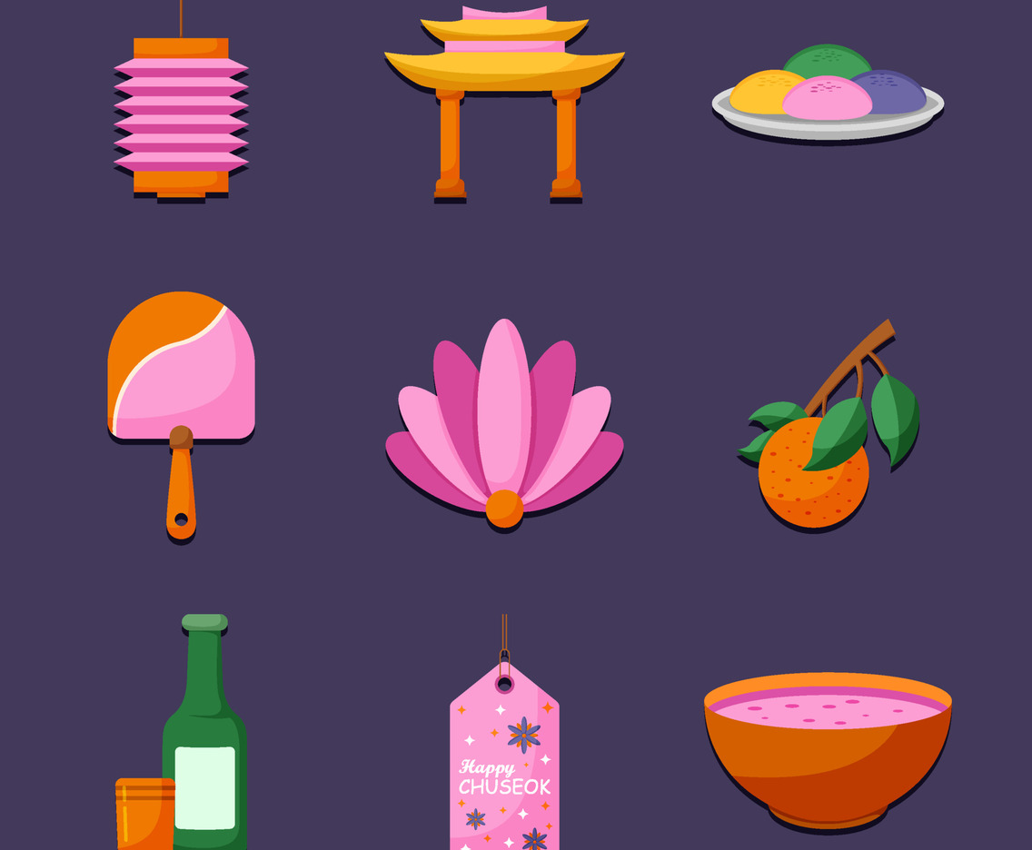 Set of Chuseok Festivity Icon