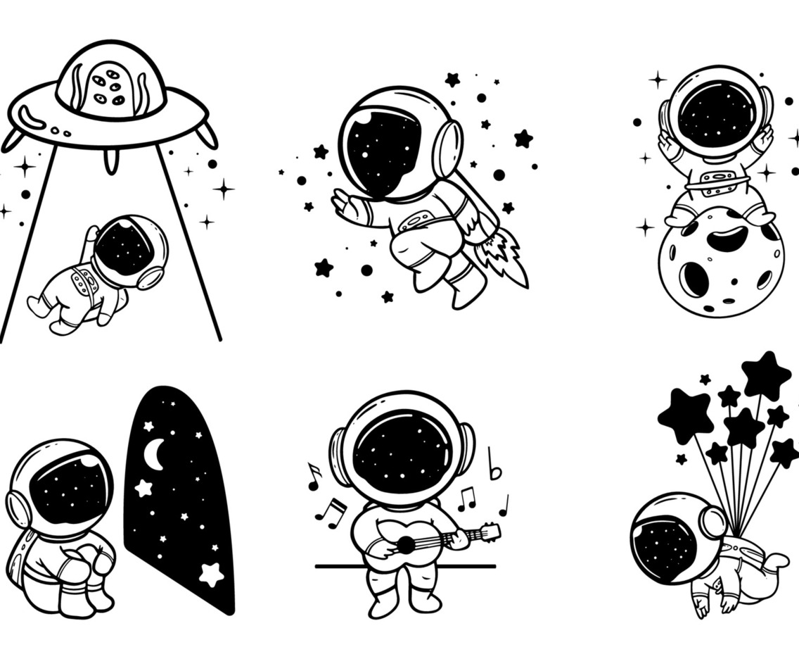 Cute Doodle Astronout Minimalist Tattoo