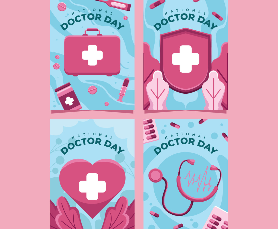 Set of National Doctor Day Card Template