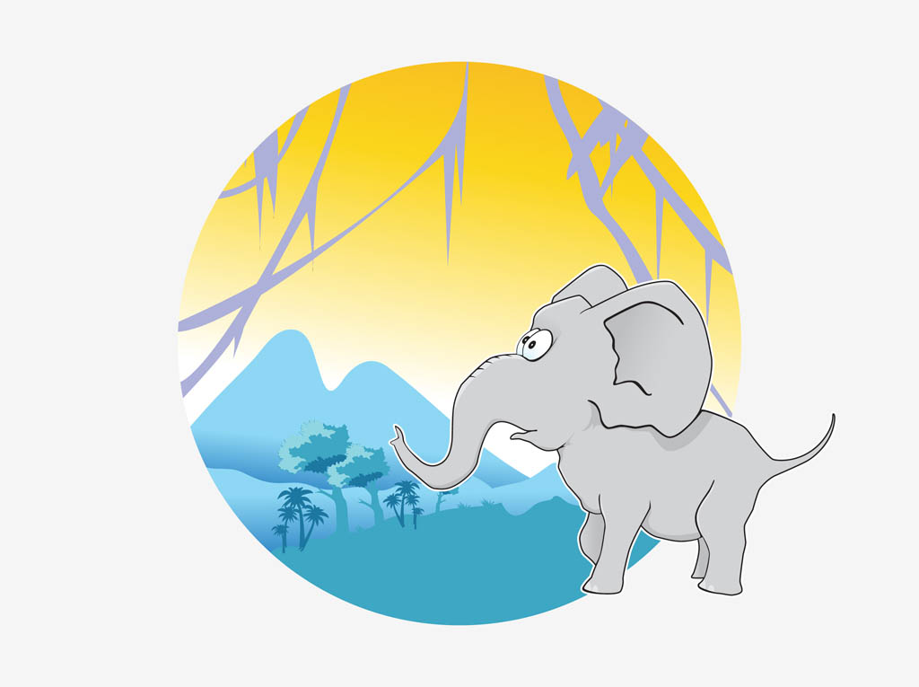 Vector Cartoon Elephant Vector Art & Graphics 