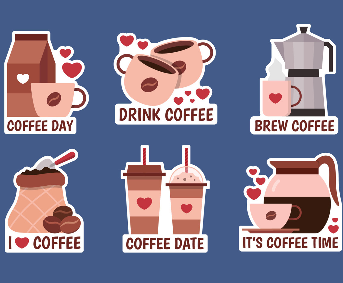 International Coffee Day Celebration Stickers Collection Set