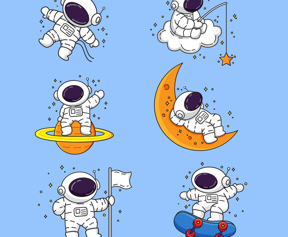 Cute Playful Astronaut Hand Drawn Aesthetic Tatto