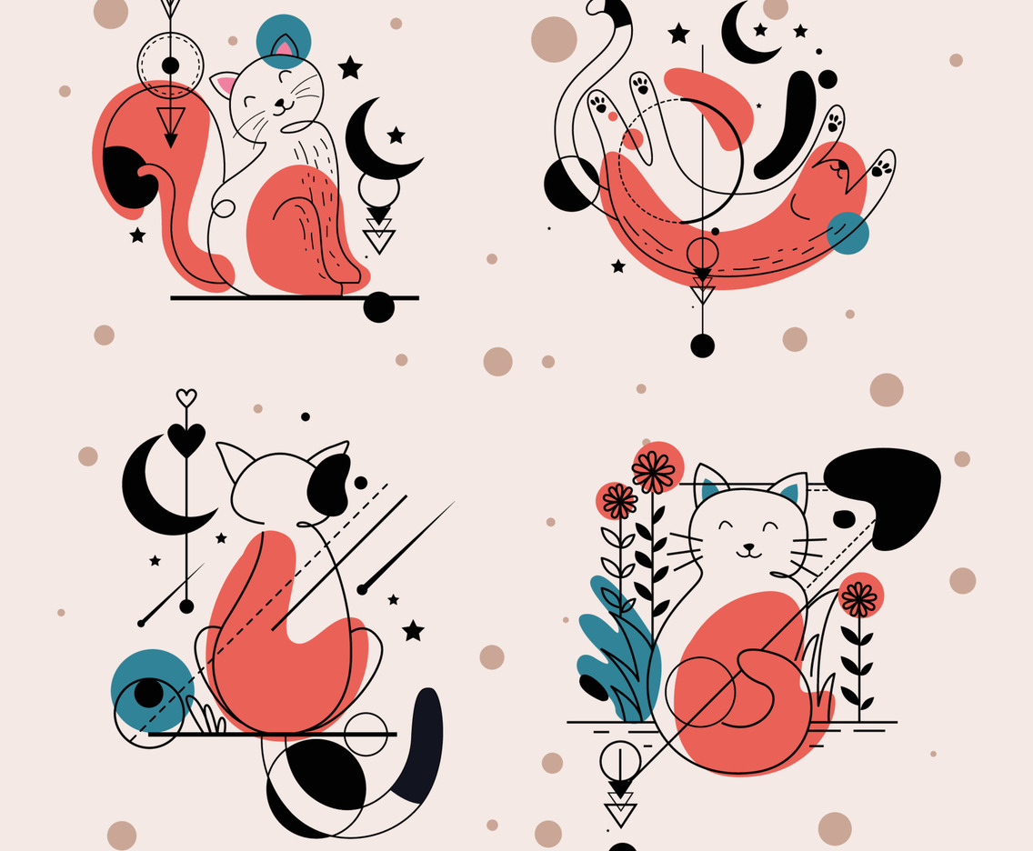Minimalist Tattoo Cat Template