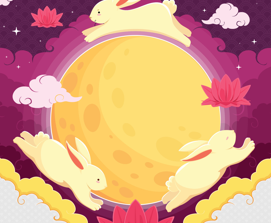 Bunny And Moon Background Template