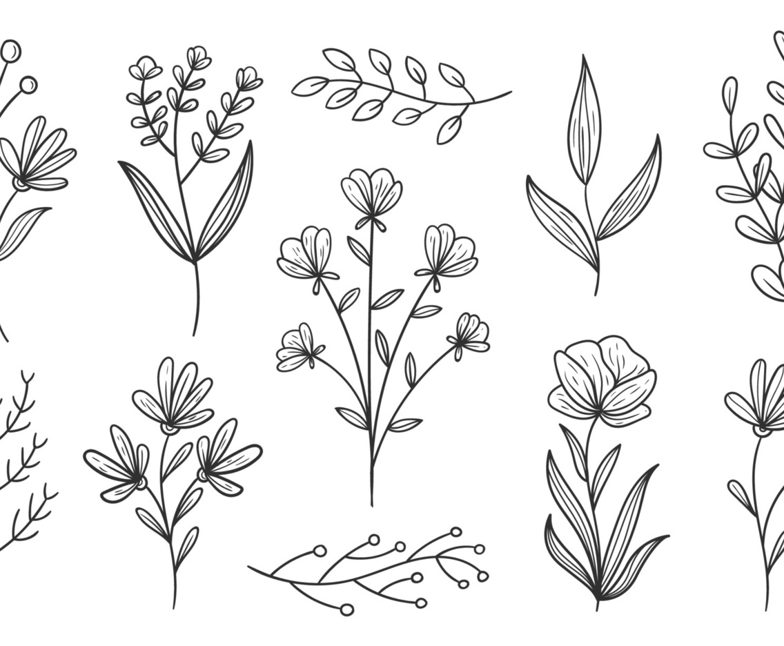 Floral Minimalist Tattoo Element