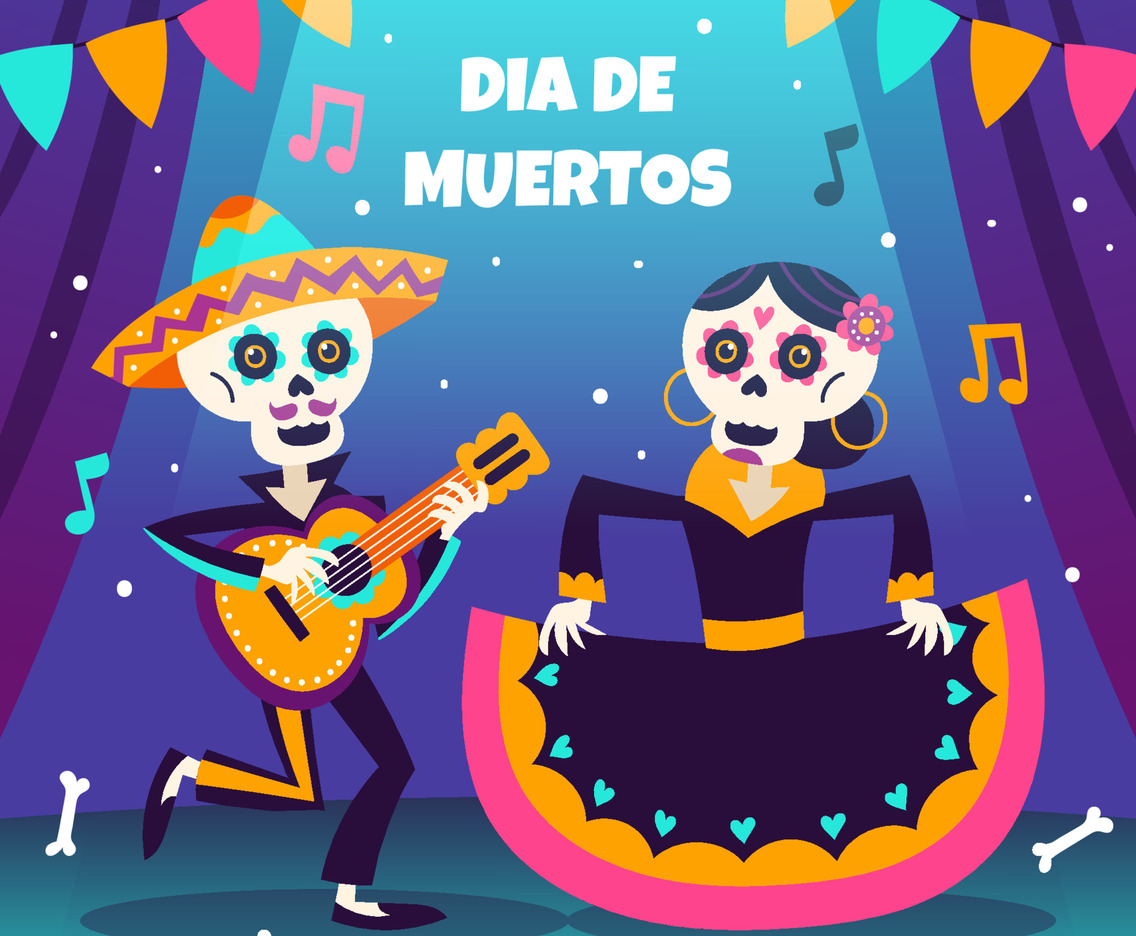 Dancing Skeletons on Dia De Muertos Festival