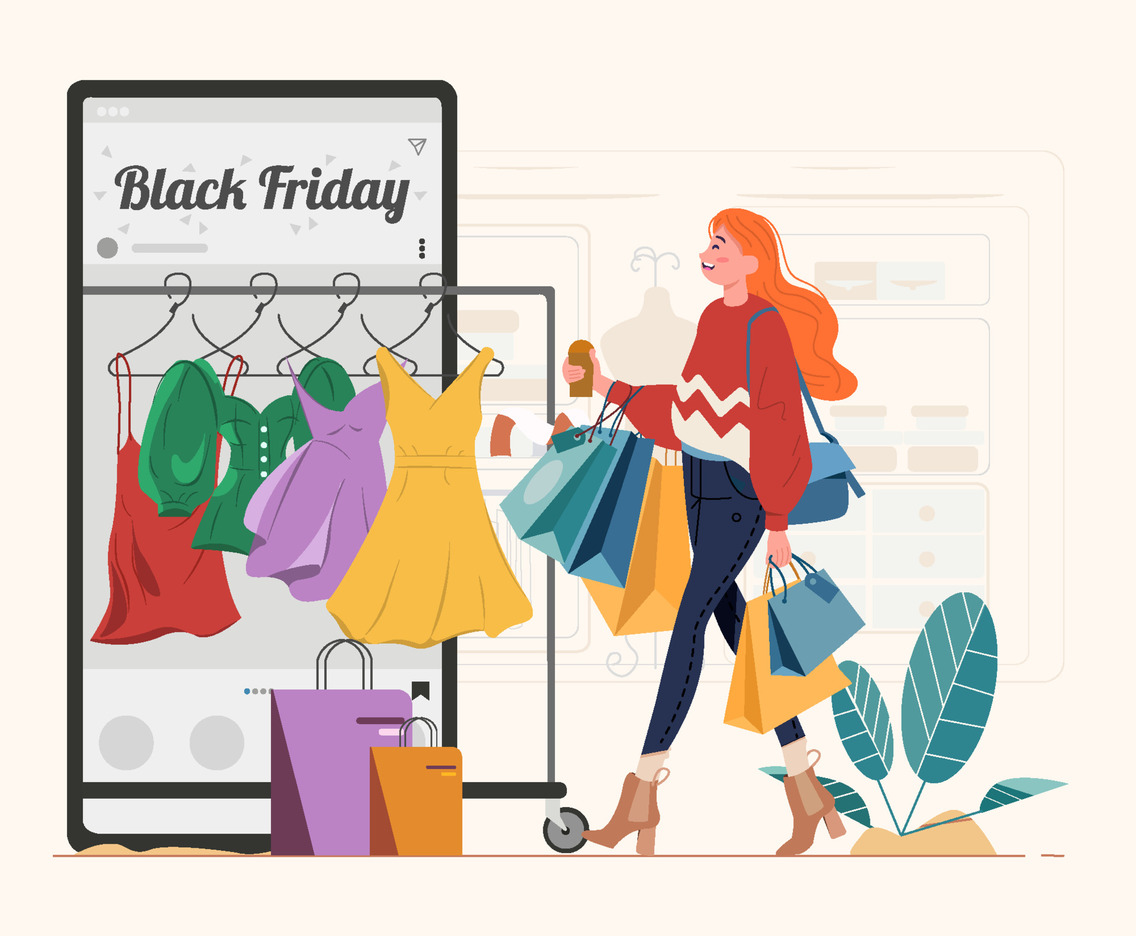 Woman Shops Clothes Online On Black Friday