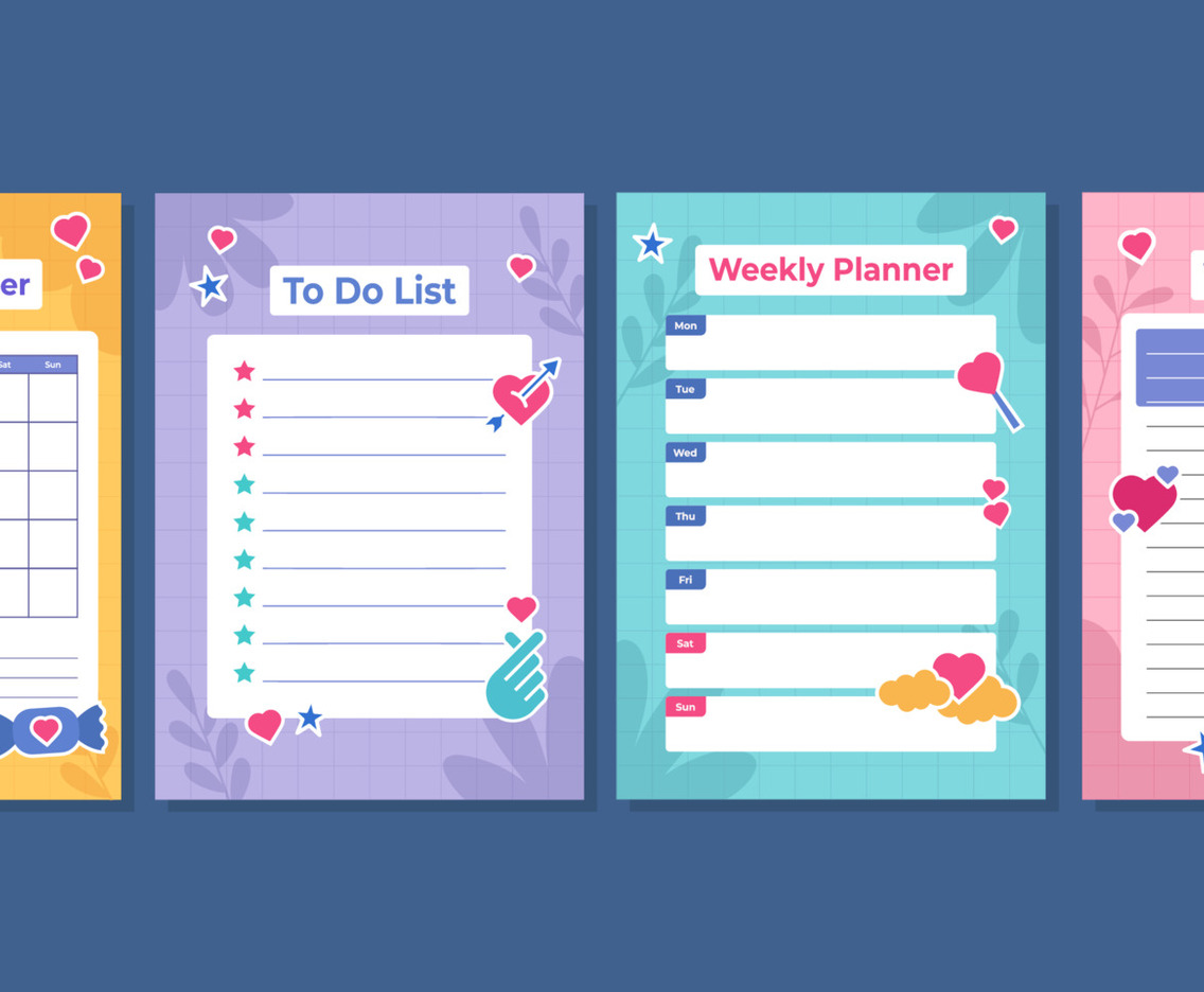 Journal Template with Colorful Accent and Heart Shapes