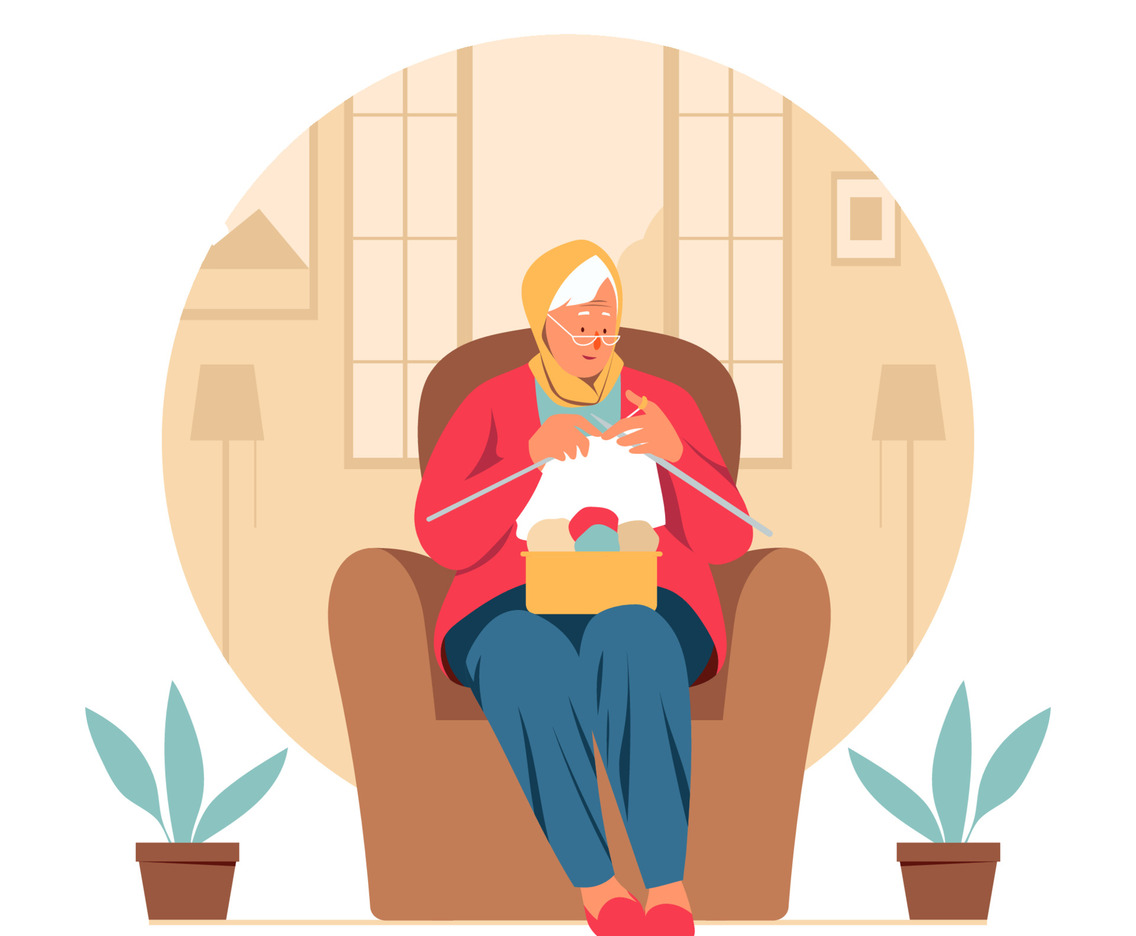 Old Woman Knitting