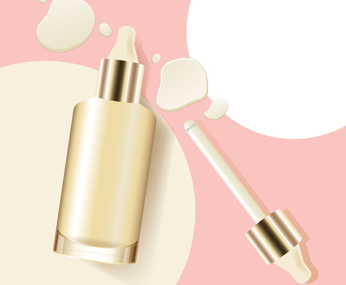 Realistic Gold Pipette Bottle Mock Up Template