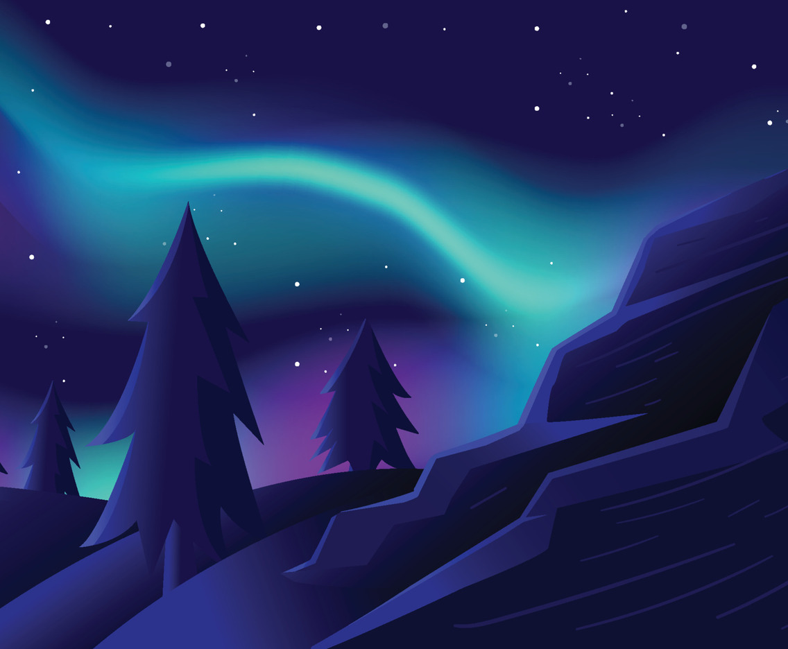 Northern Lights Landscape Background
