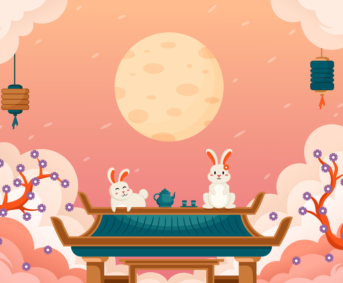 Two Rabbit In Mid Autumn Festival