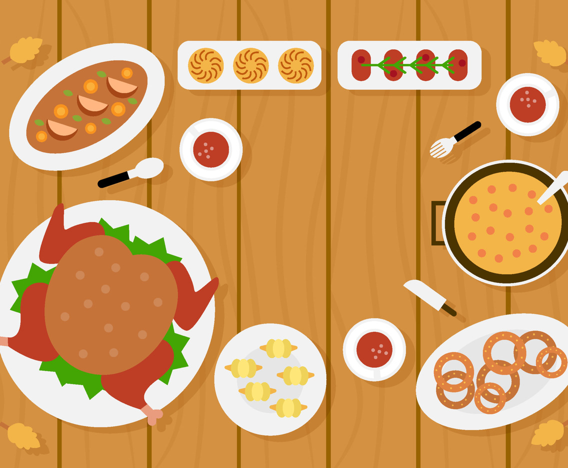 Thanksgiving Dinner Top View Background