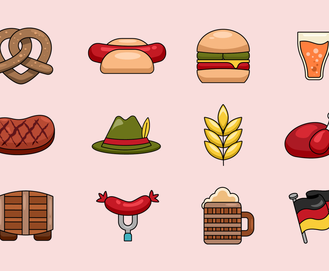 Oktoberfest Food and Beverages Icon Collection