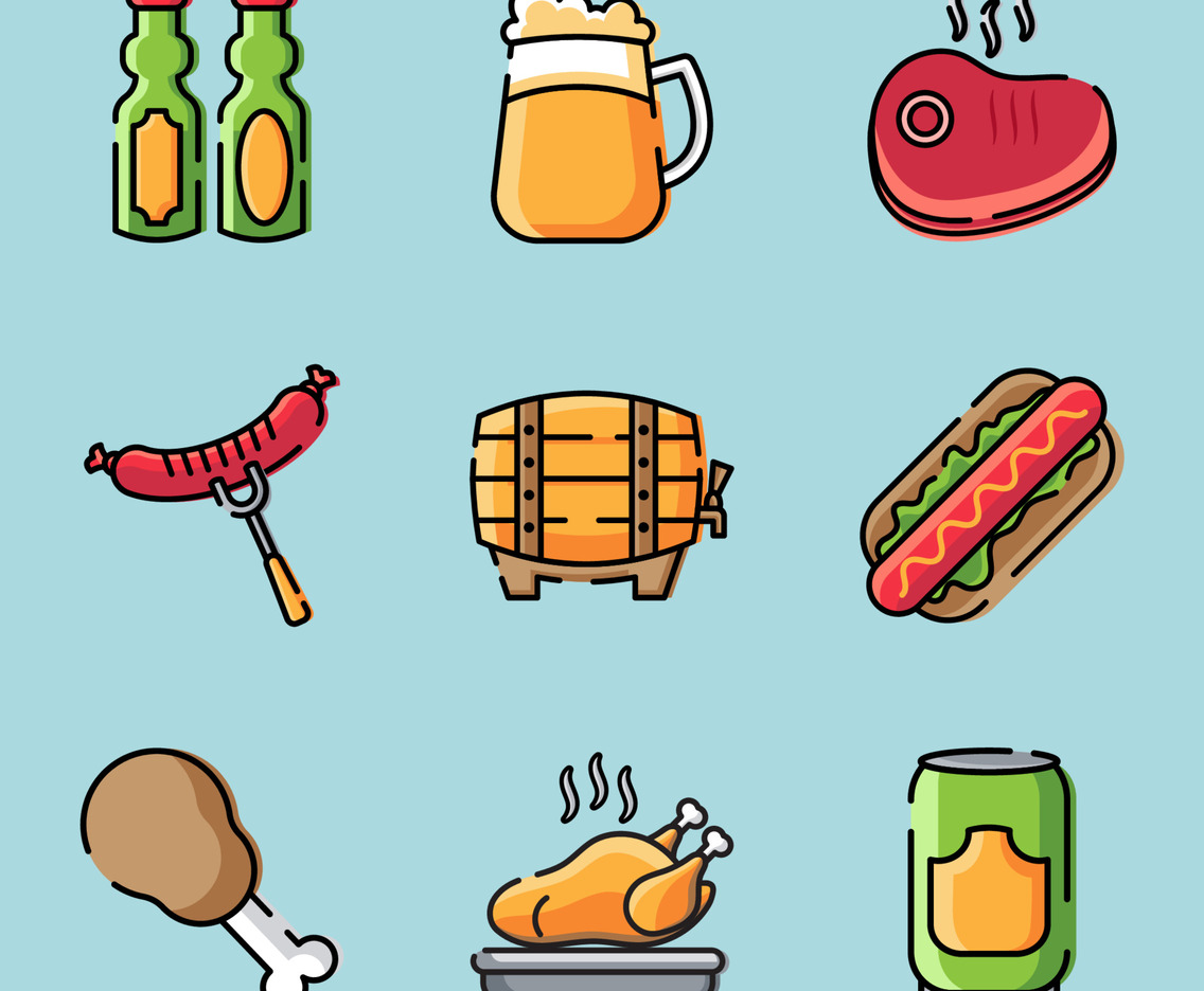 Set of Icon Food And Beverage On Oktoberfest
