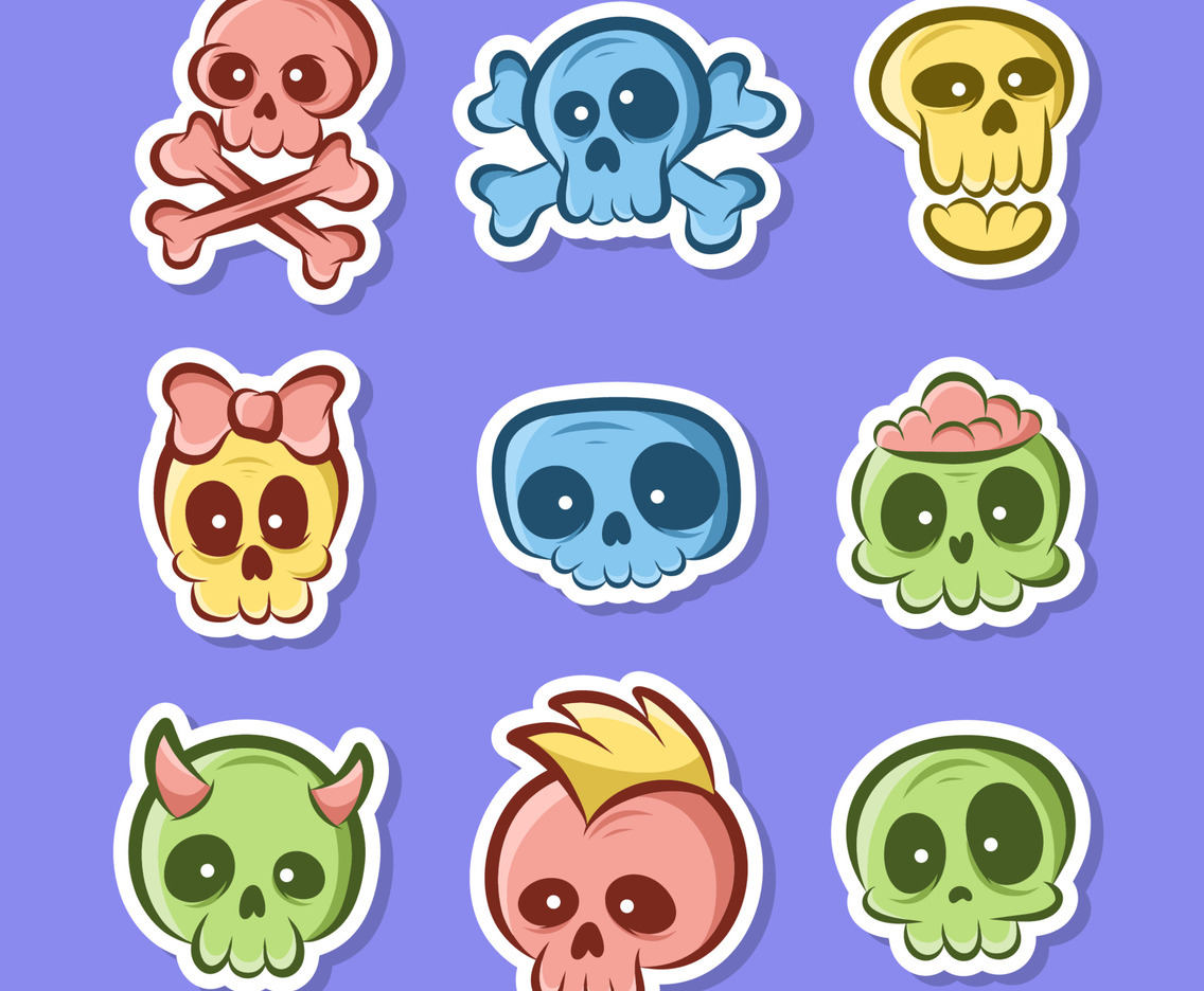 Kawaii Skull Cute Cartoon Sticker Collection