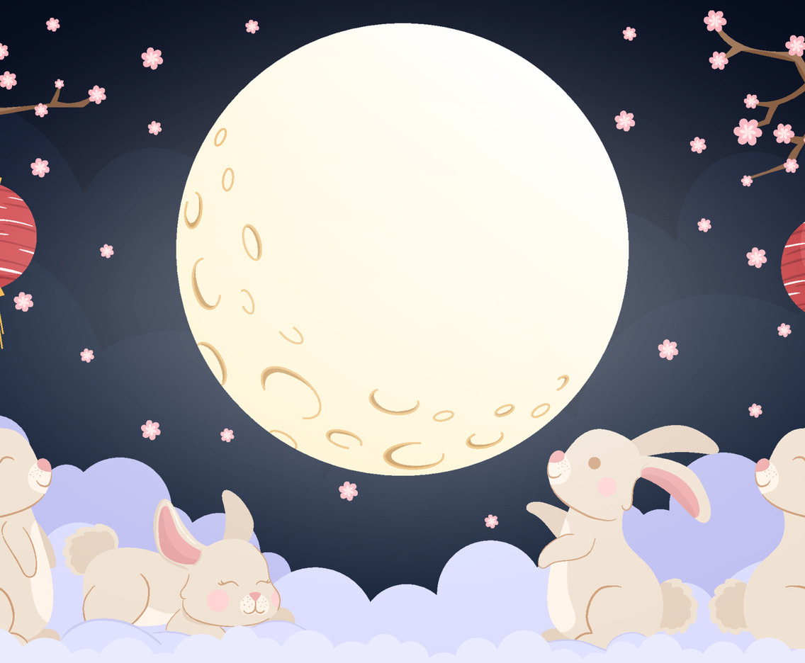 Rabbits Looking at the Moon