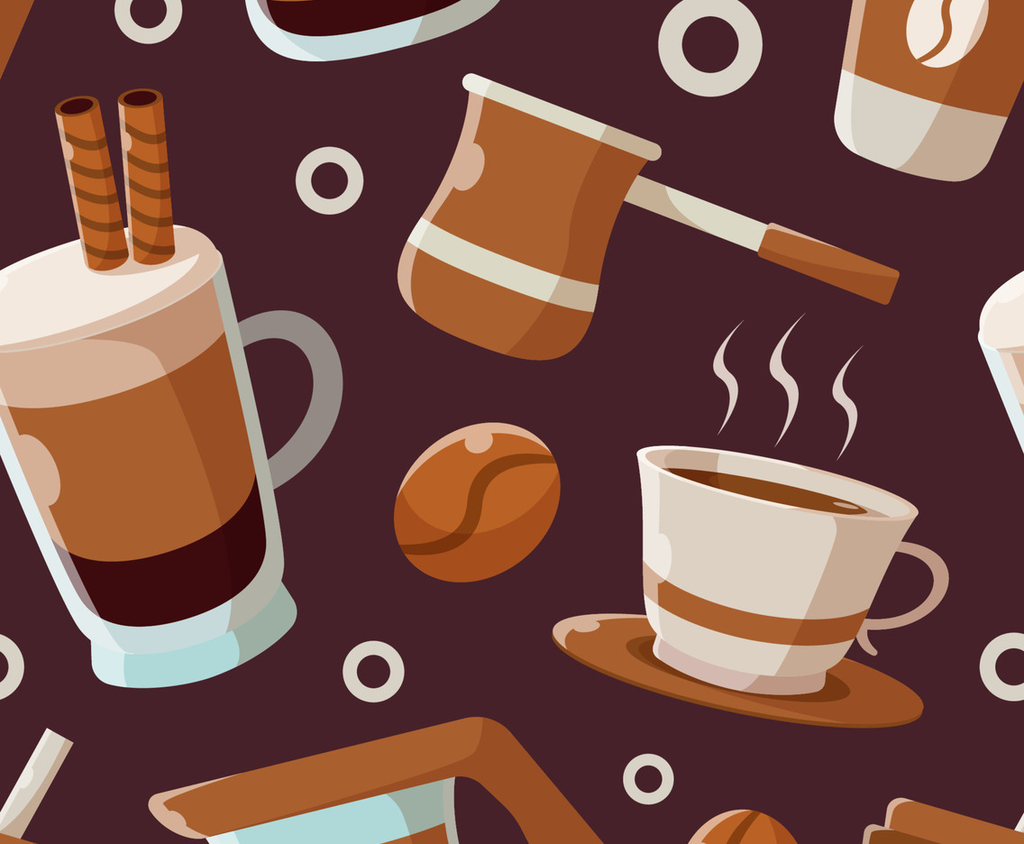Cute Flat Coffee and Beverages Seamless
