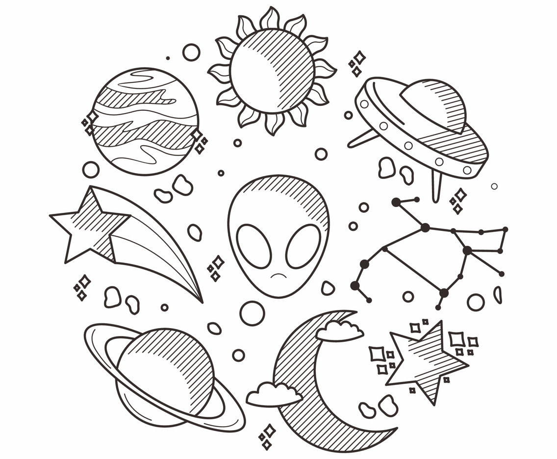 Outerspace Hand Drawn Outline Minimalist Tattoo Collection