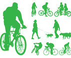 People With Dogs And Bikes