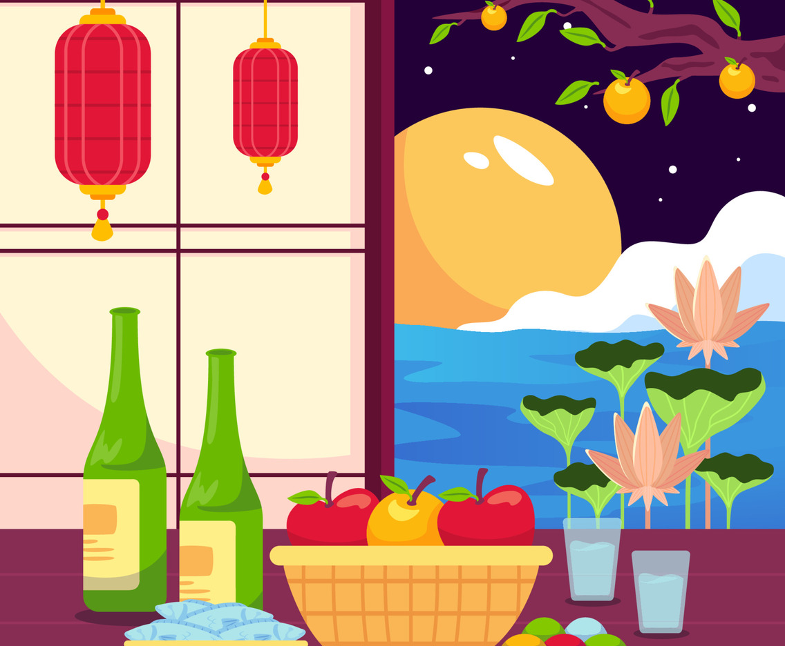 Chuseok with Fruit Harvest Concept