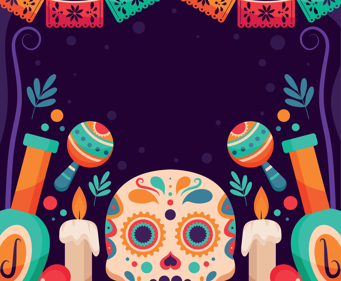 Colorful Dia De Los Muertos Background