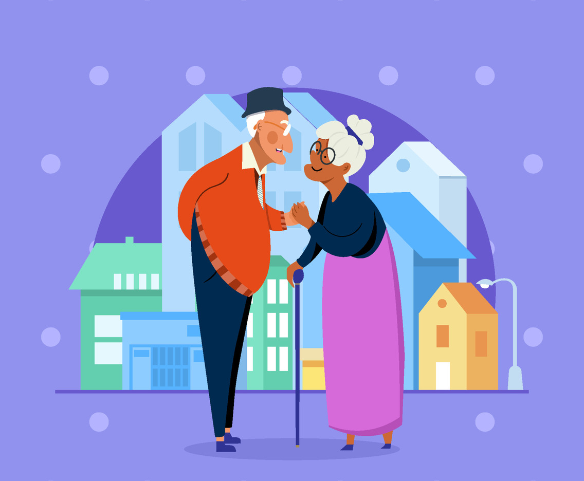 Grandparents Hold Hands Together Concept