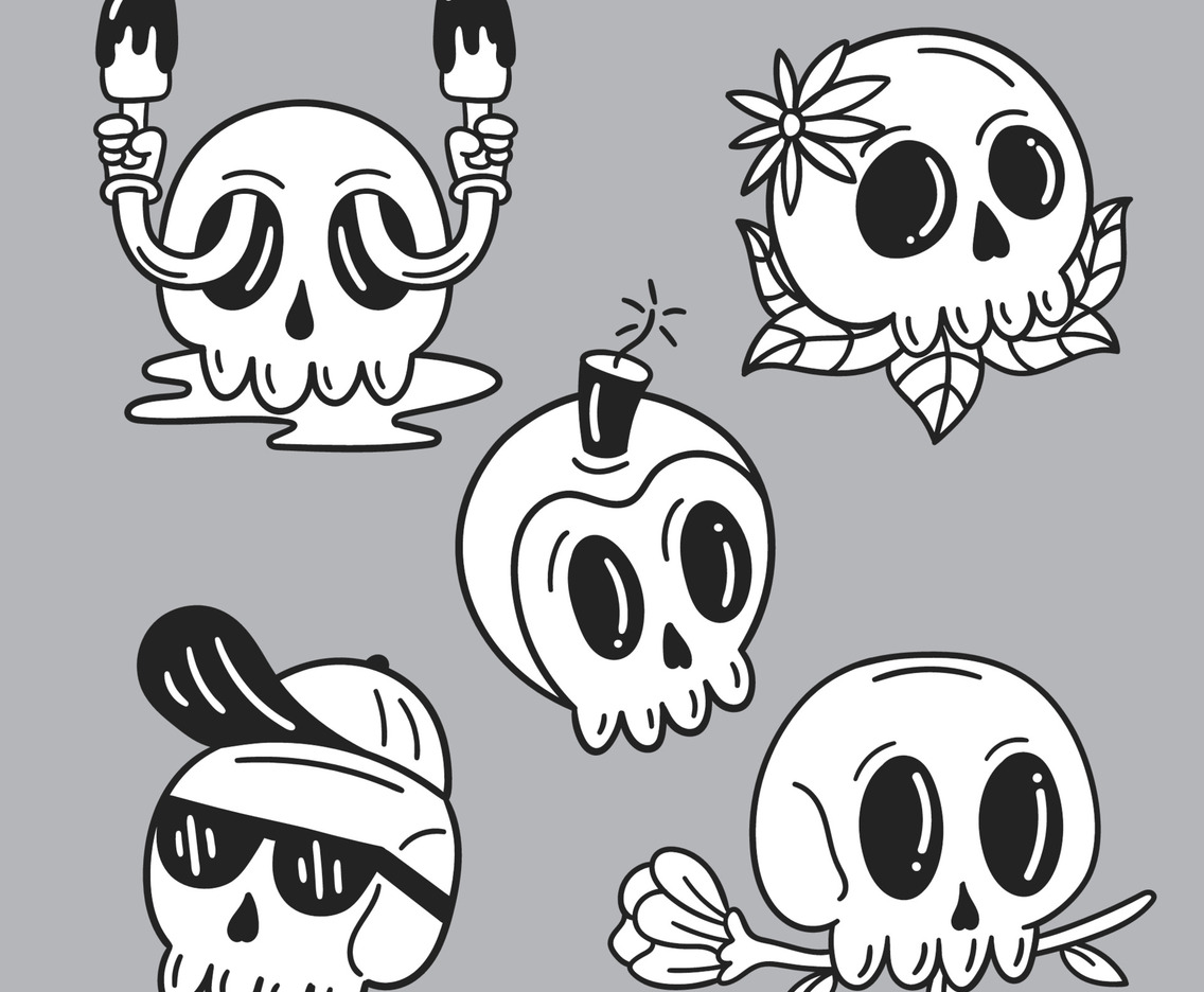 Kawaii Skull StickerSet