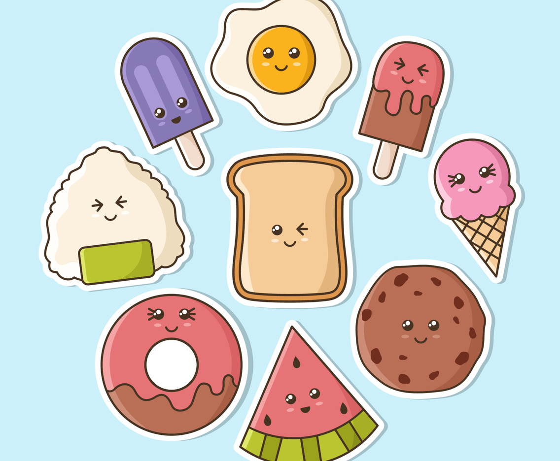 Kawaii Food Cute Character Sticker Collection