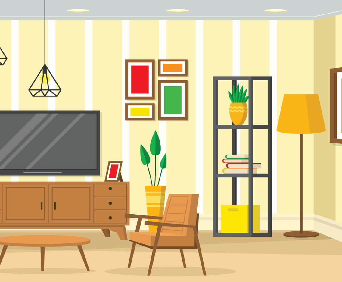 Retro Interior Liviing Room Background