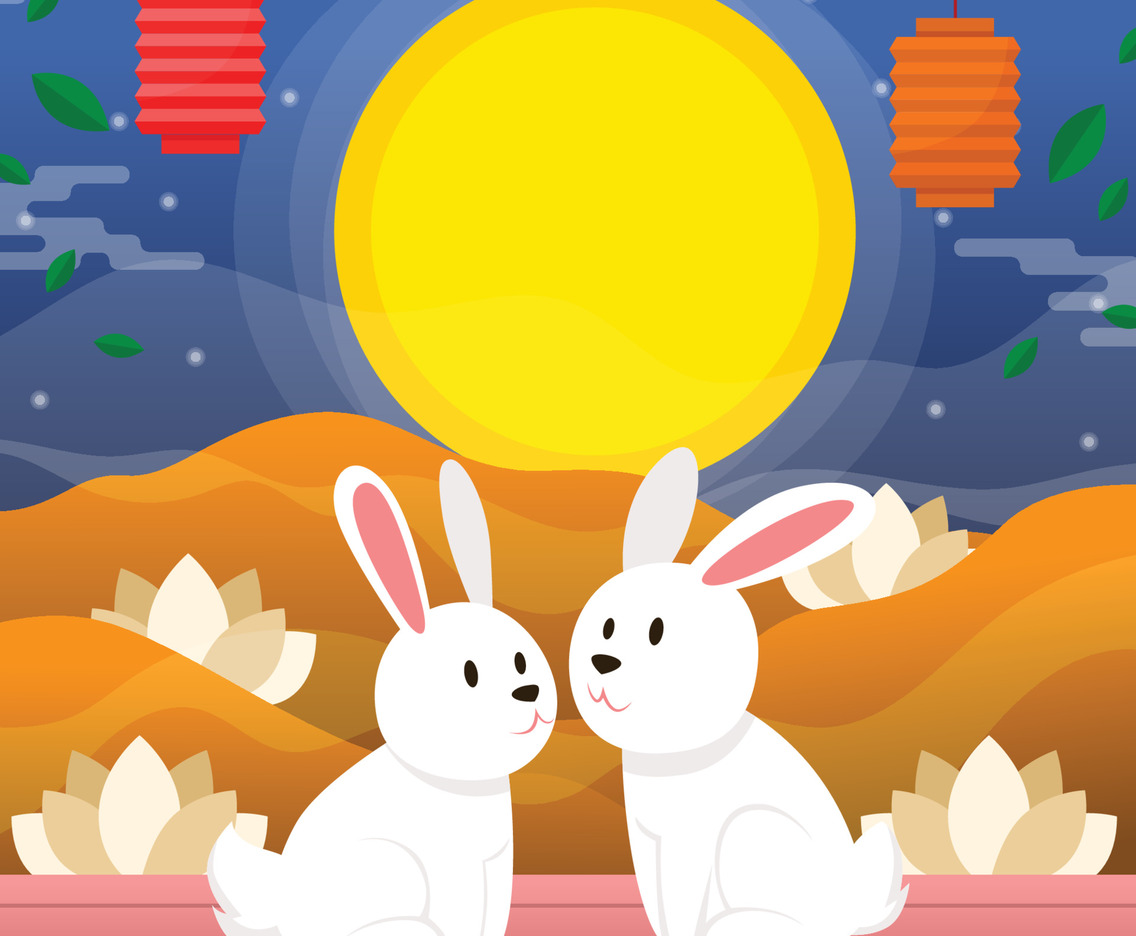 Chuseok Moon And Bunny Background