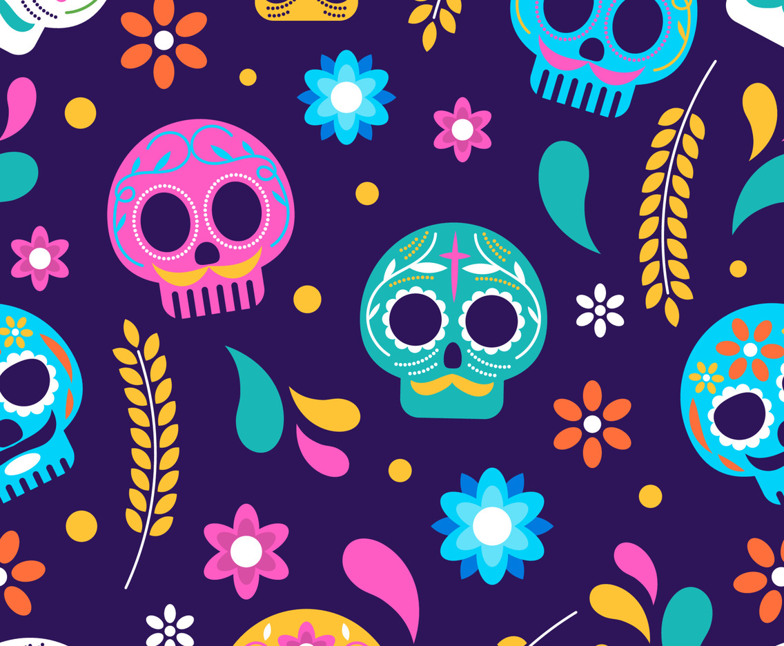 Dia De Los Muertos Calavera Sugar Skull Seamless Pattern Design