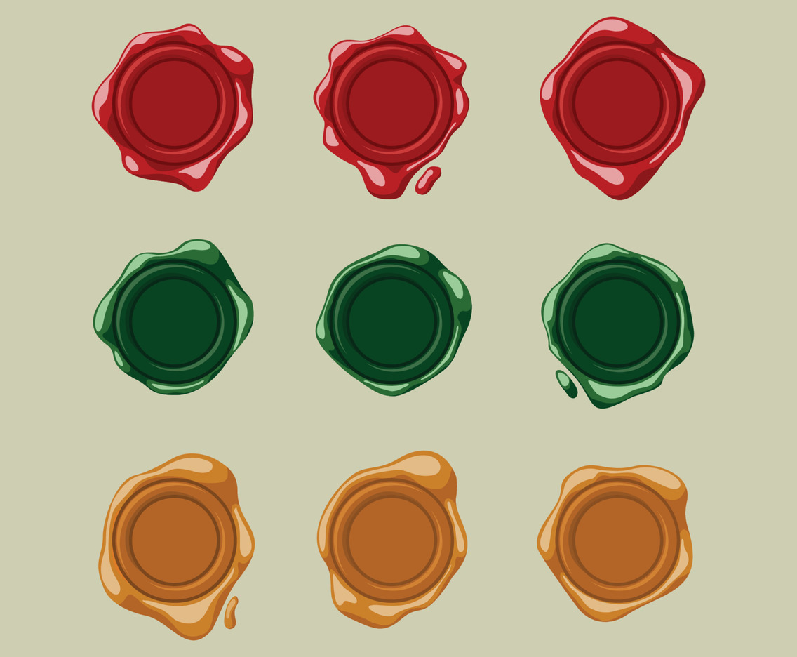 Three Color Wax Seal Icon Set