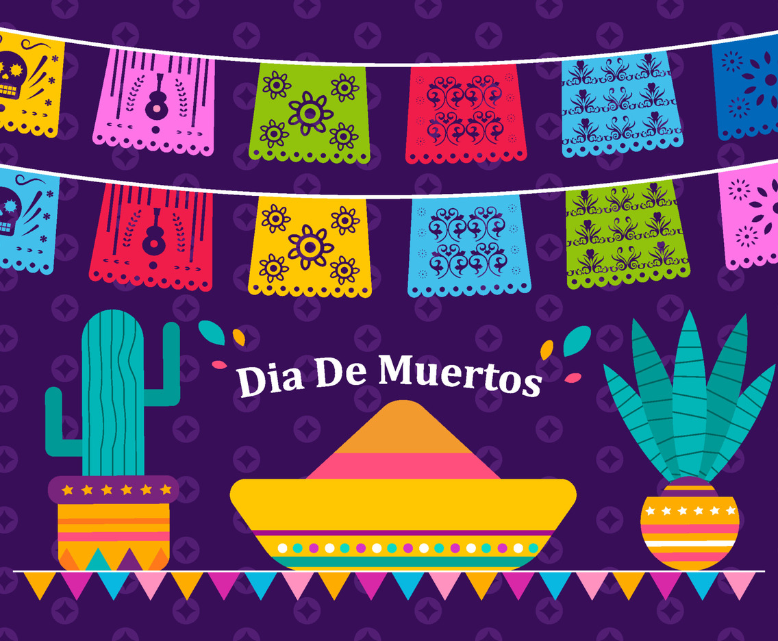 Dia De Muertos with Papel Picado Decoration