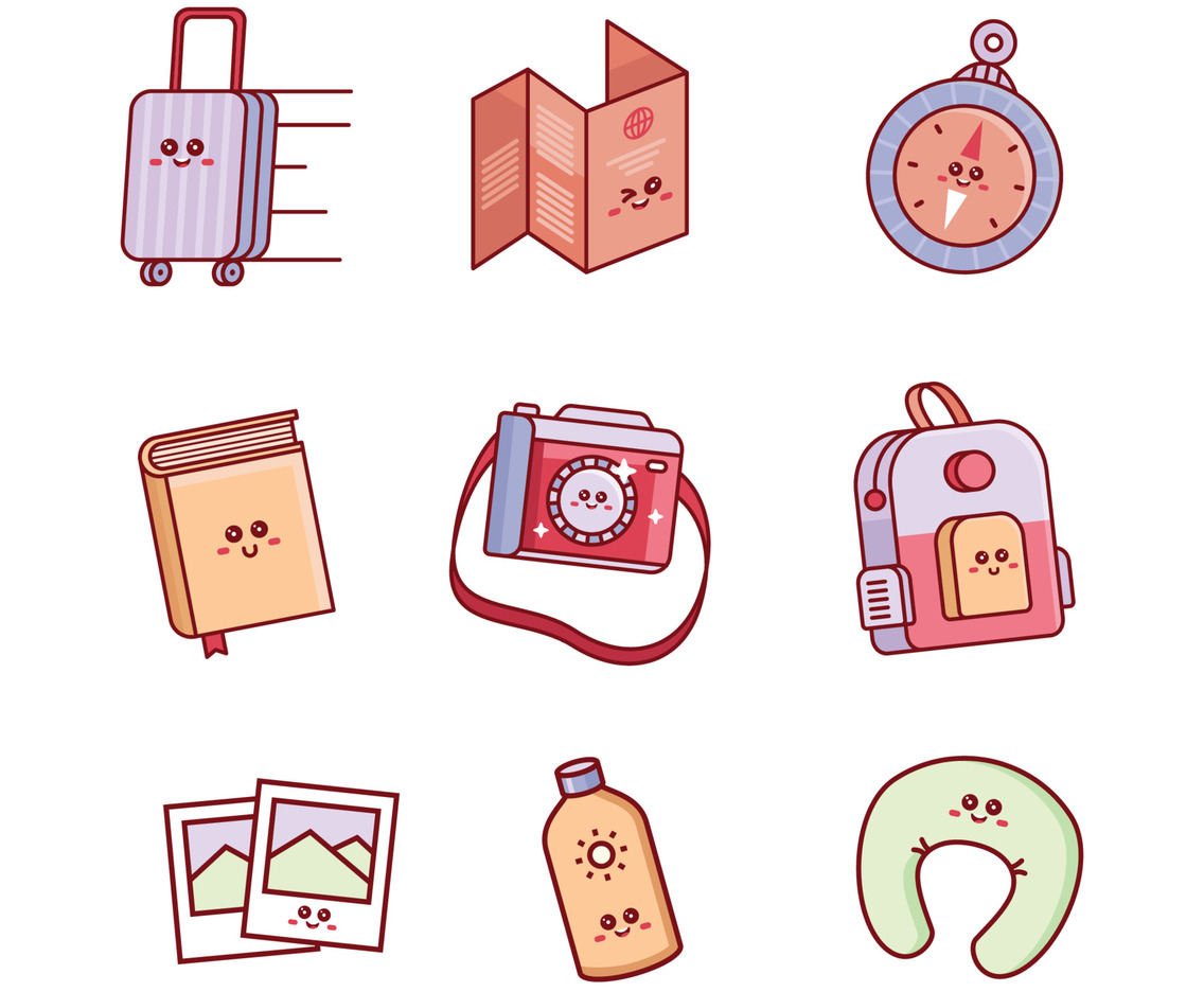 Cute Kawaii Travelling Objects Collection